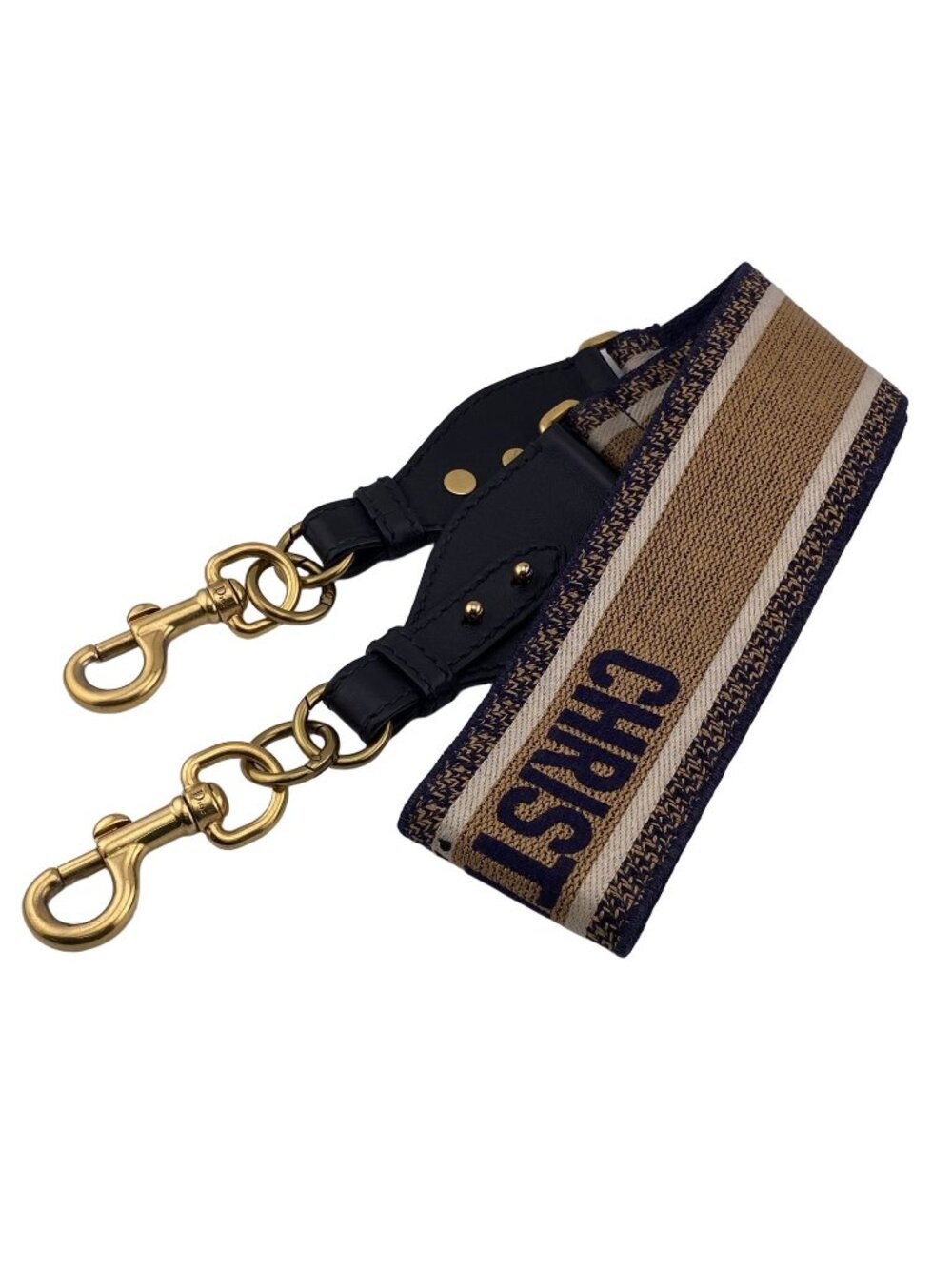 Dior Embroidery Logo Shoulder Strap Canvas Leather Beige Navy Bag Vuitton